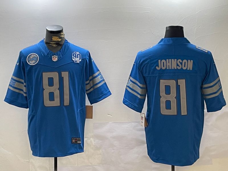 Men Detroit Lions #81 Johnson Blue three generations 2024 Nike Limited NFL Jersey style 4->detroit lions->NFL Jersey